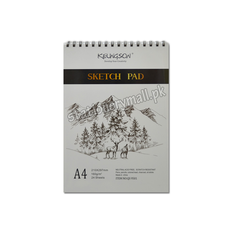 Premium Spiral-Bound Acid-Free Sketch Pad-160gsm, 24 Sheets