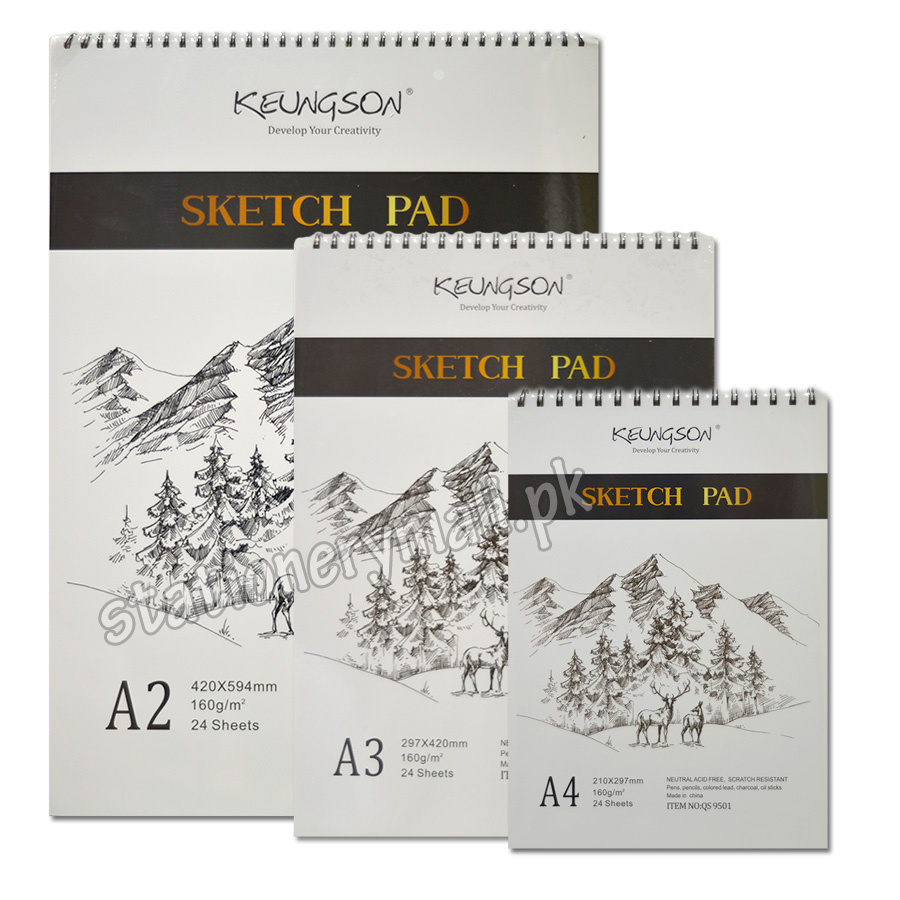 Premium Spiral-Bound Acid-Free Sketch Pad-160gsm, 24 Sheets