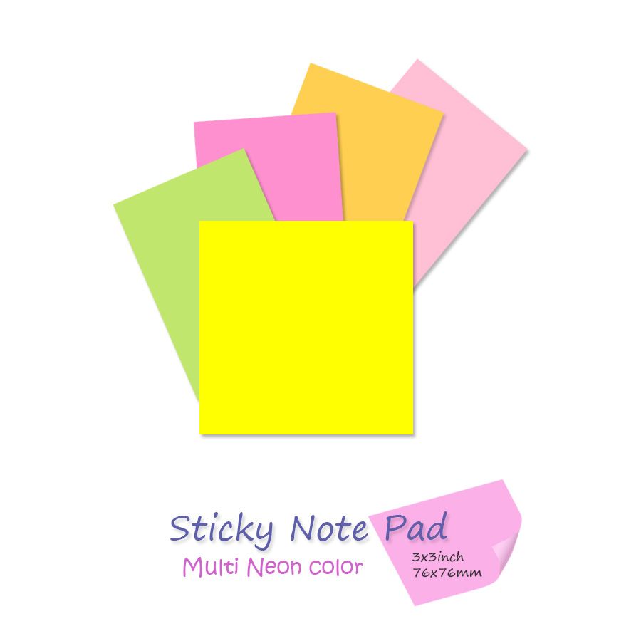 Multicolor Sticky Notes Pad 3 x 3 Inches – Vibrant Self-Adhesive