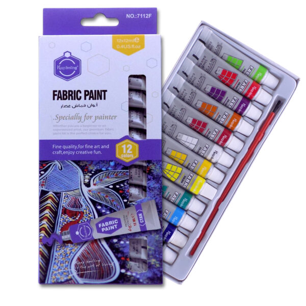 KeepSmiling Fabric Paint Colors, Fine Quality 12ml Tube Vibrant 12-Colors set