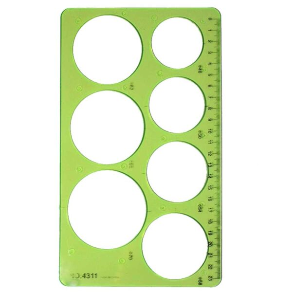 Circular stencil with multi-size circle cutouts