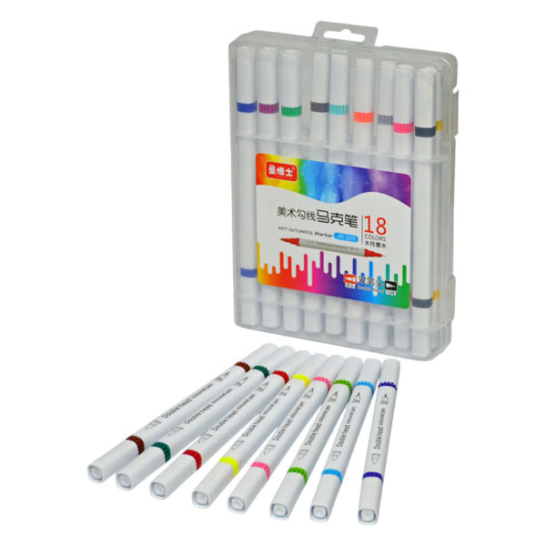 18-Color Double-Headed Outliner Marker Set