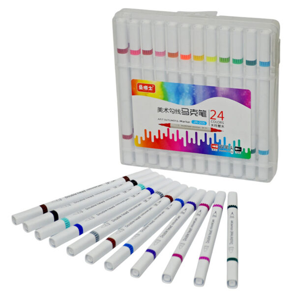 Double-Headed Outliner Marker Set with Water-Based Ink, Durable Fine & Broad Tips 18 Vibrant Colors for Drawing and Sketching - Image 2