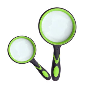 80mm Magnifying Glass with Black and Green Accents and Soft-Touch Silica Gel Body