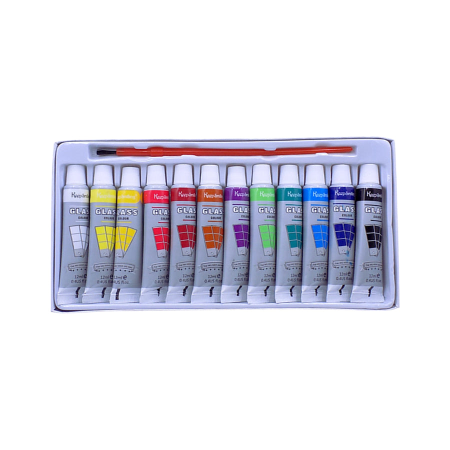 Keep Smiling Fine Quality Glass Paint 12-Colors 12ml Tubes set - Image 2