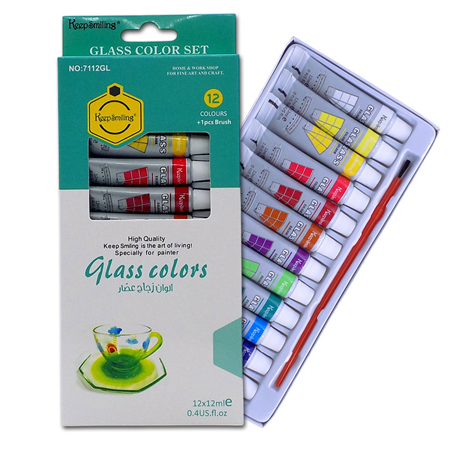 Keep Smiling Fine Quality Glass Paint 12-Colors 12ml Tubes set - Image 3