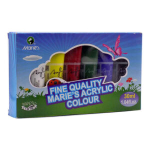 Marie’s Fine Quality Acrylic Paint Set - 6 x 30ml Tubes of Vibrant Colors for Artistic Creations