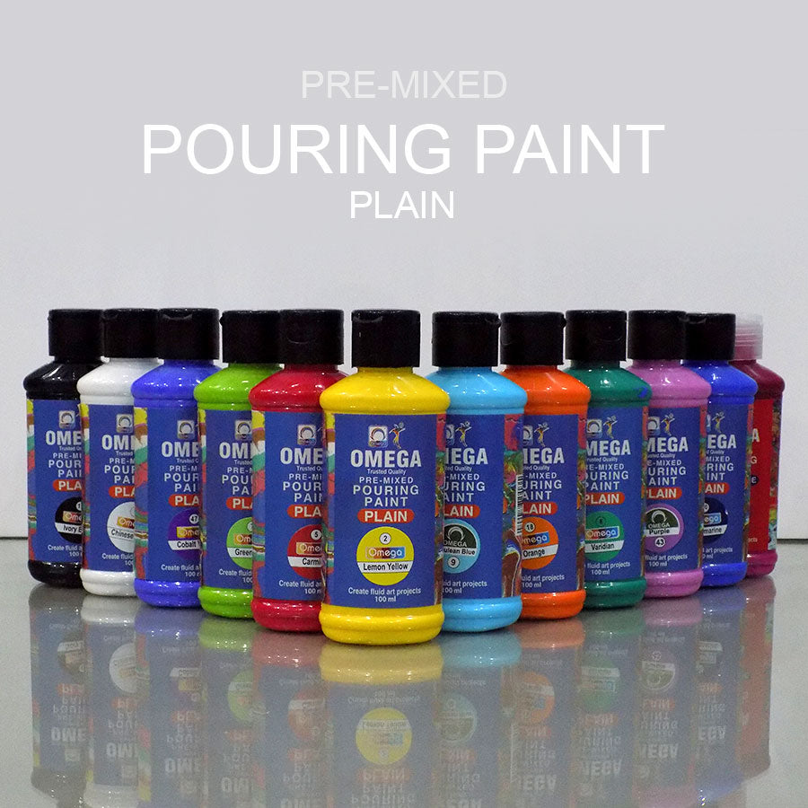Omega Plain Pouring Paint Set – 12 Pre-Mixed Acrylic Colors for Fluid Art