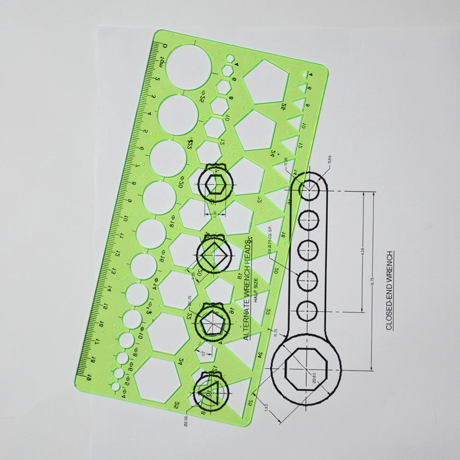 Multi-Functional Stencil Ruler - Hexagon, Circle, and Triangle Shapes for DIY Projects