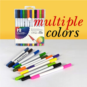 12 Colours Double Head Coloured Pen Set (Dual Tip Brush & Fineliner)