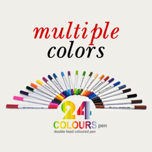 24 Colours Double Head Coloured Pen Set (Dual Tip Brush & Fineliner)