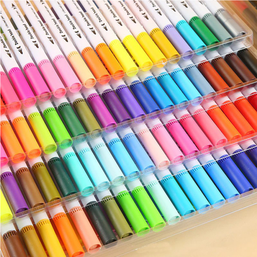36 Colours Double Head Coloured Pen Set (Dual Tip Brush & Fineliner)
