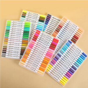 48 Colours Double Head Coloured Pen Set (Dual Tip Brush & Fineliner)