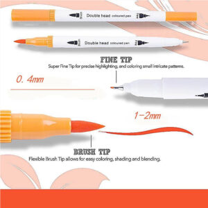 48 Colours Double Head Coloured Pen Set (Dual Tip Brush & Fineliner)