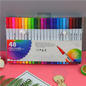 48 Colours Double Head Coloured Pen Set (Dual Tip Brush & Fineliner)