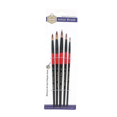 Keep Smiling 5-Piece Round Artist Paint Brush Set
