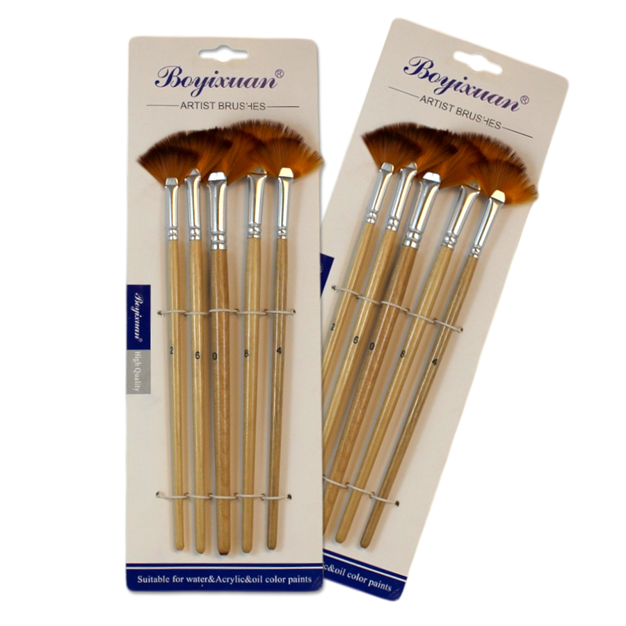 Fan Shape Paint Brush 6 Pc Set